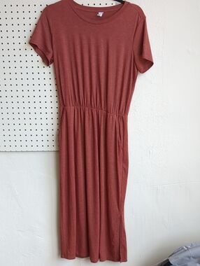 Old Navy Dusty-Red Short Sleeve Maxi Dress